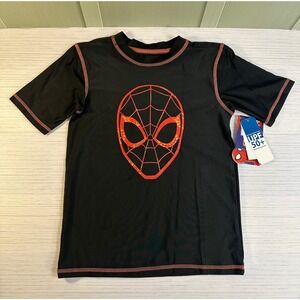 Marvel Spider-Man Boys Rush Guard Swim Shirt UPF 50+ Black Red Size Medium NWT